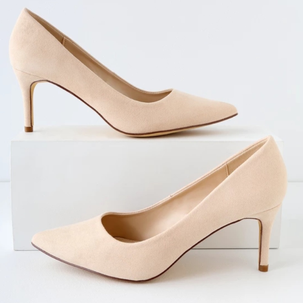 NWT Lulu's Cassidy Nude Suede Pumps